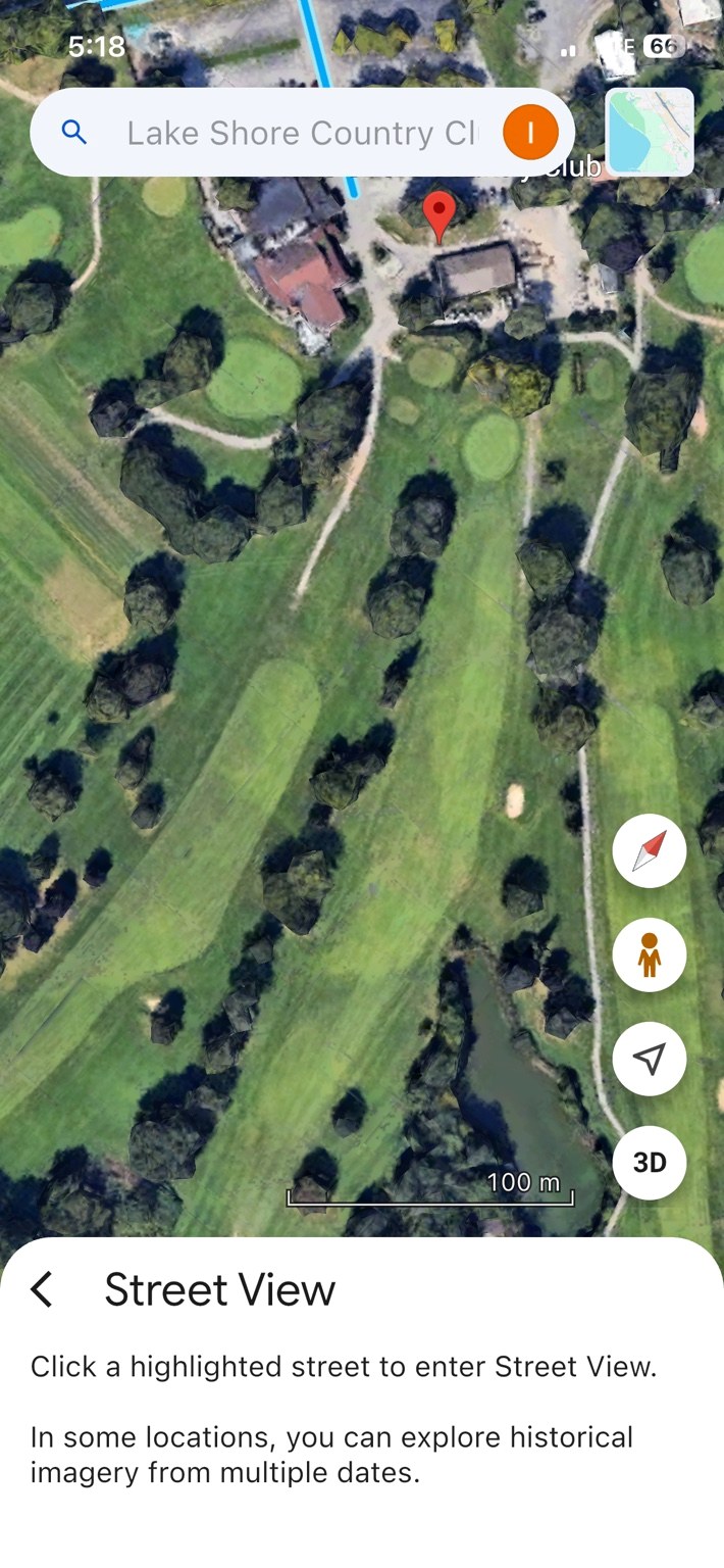 Aerial view of Lake Shore Country Club clubhouse and course